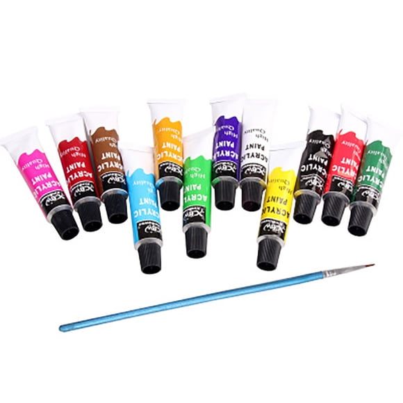 Ensemble de Bricolage Couleur 12 ml Ensemble de 12 Couleurs de Peinture Pigmentaire Acrylique Peinte à la Main Bureau et Papeterie Ensemble de Papeterie de Bureau Fournitures d'Artisanat, Fournitures d'Écriture, Organisateur de Bureau, Porte-Stylo Crayon, Trombones, Notes Autocollantes, Ciseaux