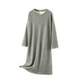 thumbnail image 3 of Aboser Women's Fleece Nightgown Built in Bras Sleepwear Soft V Neck Nightshirts Casual Long Sleeve Loungewear Solid Color Long Sleepdress, 3 of 7