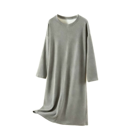STETMN Long Sleeve Nightshirt for Women V Neck Soft Nightgown Comfy Loungewear Knee Length Dress