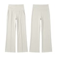 thumbnail image 4 of Hurxie Wide Leg Pants for Women High Waisted Soft Stretchy Comfy Lounge Casual Flowy Palazzo Trousers White,2XL, 4 of 7