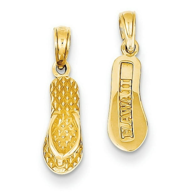 Kevin Jewelers - 14k Yellow Gold 3-D Hawaii Flip-Flop Pendant - Walmart ...