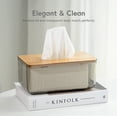thumbnail image 2 of Minimalist Tissue Box Cover Holder, Modern Transparent Rectangular Bamboo Facial Tissues Dispenser for Bathroom, Bedroom, Living Room, 2 of 7
