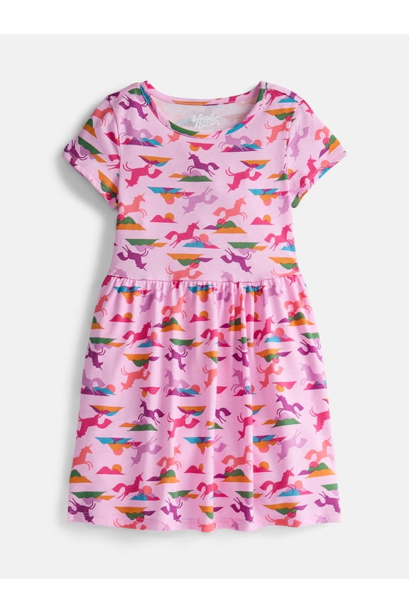 Girls Play Dress with Short Sleeves, Sizes XS-XXL
