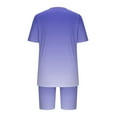 thumbnail image 3 of Womens Pajamas Two Piece Plus Size Lounge Sets Gradient Oversized Tshirt Slim Shorts Sleepwear Pjs Weekend Purple, 5XL, 3 of 5