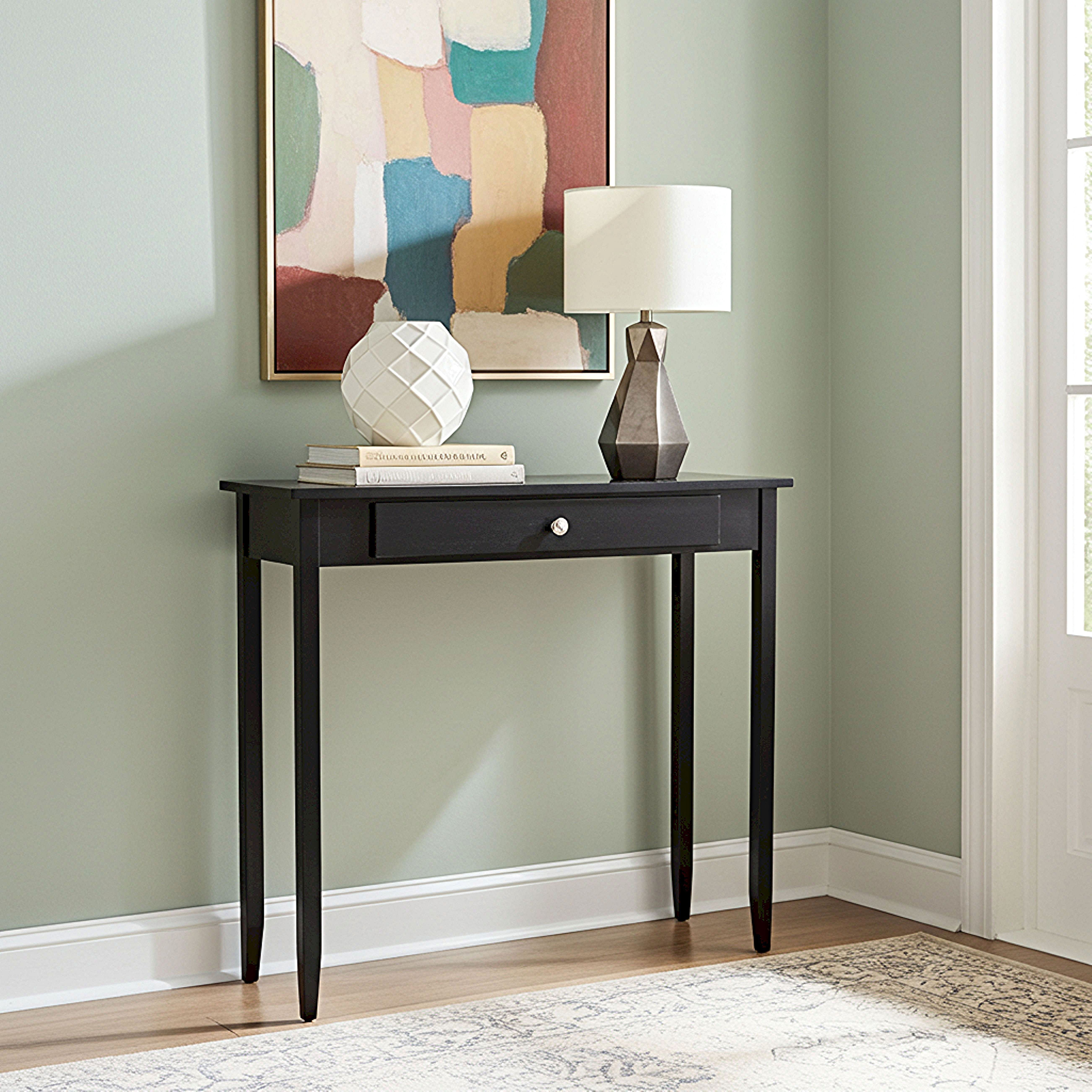 Casual Contemporary Living Modern Acacia Acacia Living Console Table, Black Matte