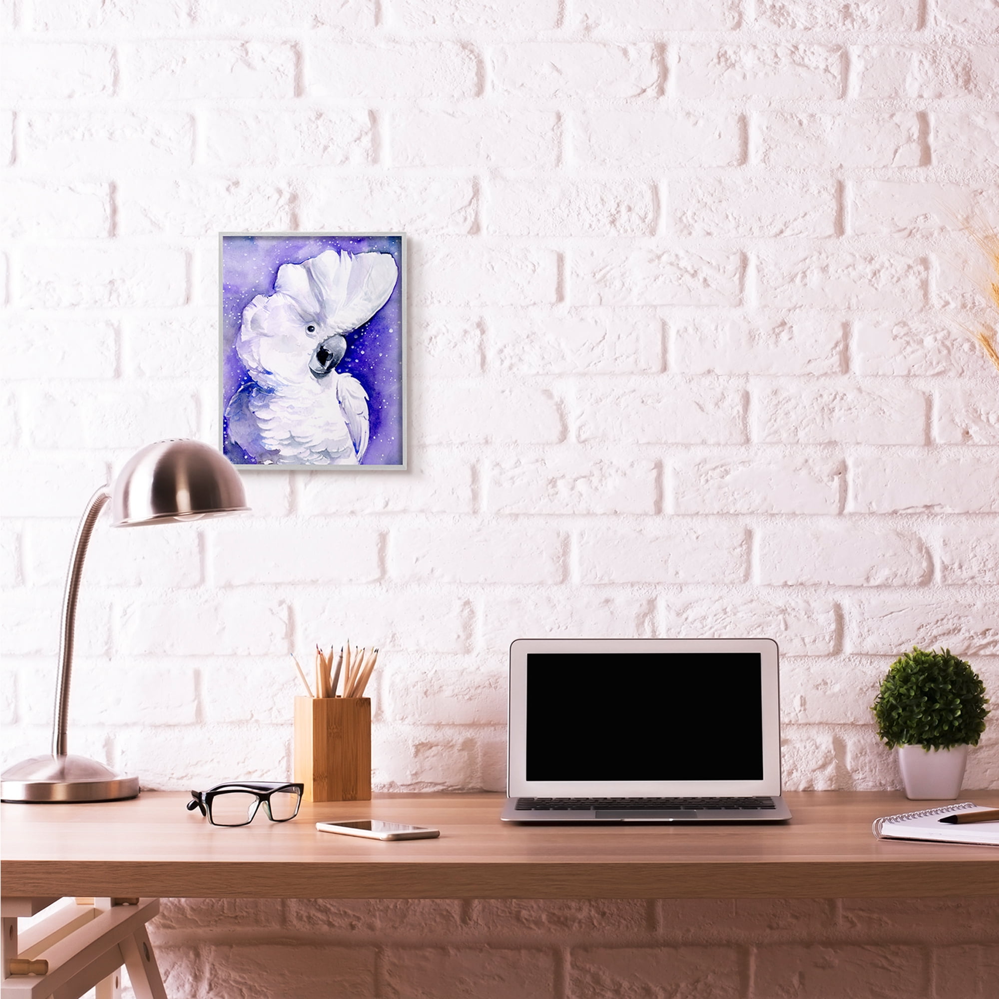 Stupell Industries Space Bird Watercolor Animal Purple Painting Framed Wall Art by Jennifer Paxton Parker