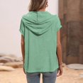 thumbnail image 6 of Shirts for Women Summer Loose Hooded Button T Shirt Short Sleeve Soft Color Cotton Knitted Casual Hoodie Top L Size Spring Summer Womens Tops, 6 of 6