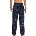 thumbnail image 3 of Junzan Men'S Pajama Pants Copper-Gold Gloss Outline Navy Dark Blue Sleepwear Pants Pj Bottoms Drawstring And Pockets, 3 of 9