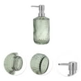 thumbnail image 5 of Unique Bargains 1 Pc Cylinder Twill Lines Soap Dispenser 15.22oz Cyan Silver Tone, 5 of 6