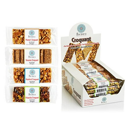 Marmara Croquant Healthy Nut Bars Variety Pack including Pistachio Peanut Sesame and Hazelnut 20 Individually Packed Bars 1.2 Oz
