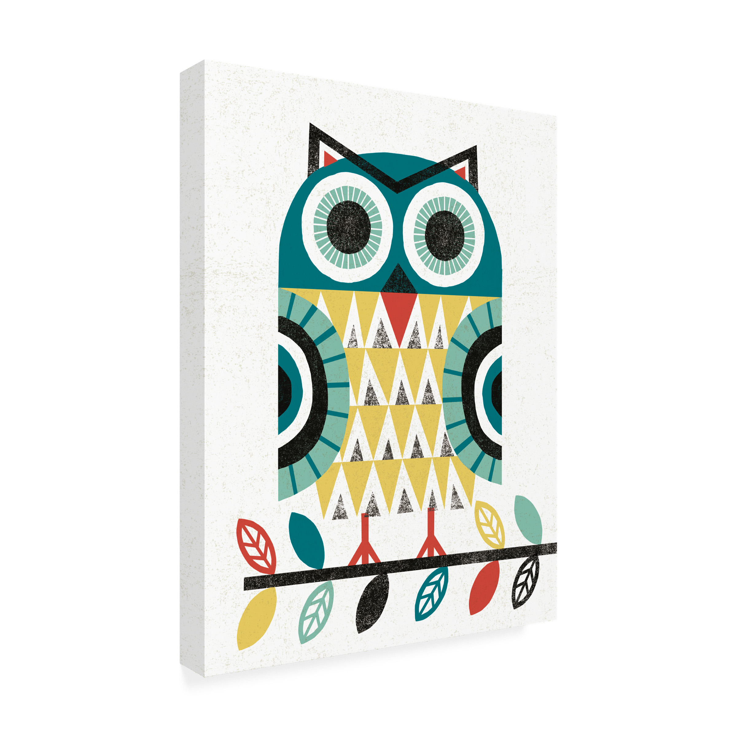 Trademark Fine Art 'Folk Lodge Owl V2 Teal' Canvas Art by Michael Mullan