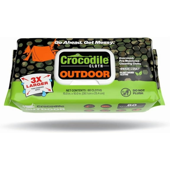 Outdoor Cleaning Wipes – 80 Count Plant-Based Cloths (15"x10"), Skin Safe, Pre-Moistened, Aloe & Vitamin E Infused, Large, Absorbent, Multi-Surface Disposable Wipes