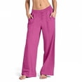 thumbnail image 5 of cocolona Sweatpants for Women with Pockets, Wide Leg Baggy Red Sweatpants High-Waisted Drawstring Joggers Pants Lounge Trousers, 5 of 6