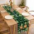 thumbnail image 3 of St. Patrick's Day Table Runner - 120 Inch Long, Kitchen Dining Table Runner Dresser Scarves, Cute Gnomes Lucky Shamrocks Green Black Plaid Farmhouse Decor for Coffee Tables Wedding Party Banquet, 3 of 8