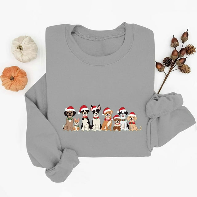 BEFOKA Chandail en Molleton Grande Taille Femmes Hauts de Vacances Vêtements de Noël Col Rond Imprimé de Noël Dessin Animé Manches Longues Automne Hiver Mode 2025 Chandail
