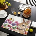 thumbnail image 3 of Easter Bunny Placemats Set of 8, Spring Colorful Daisy Flowers Rabbit Rustic Placemats for Dining Table, Place Mats for Kitchen Tabletop, Waterproof Wipeable Dining Table Mats Set, 3 of 9