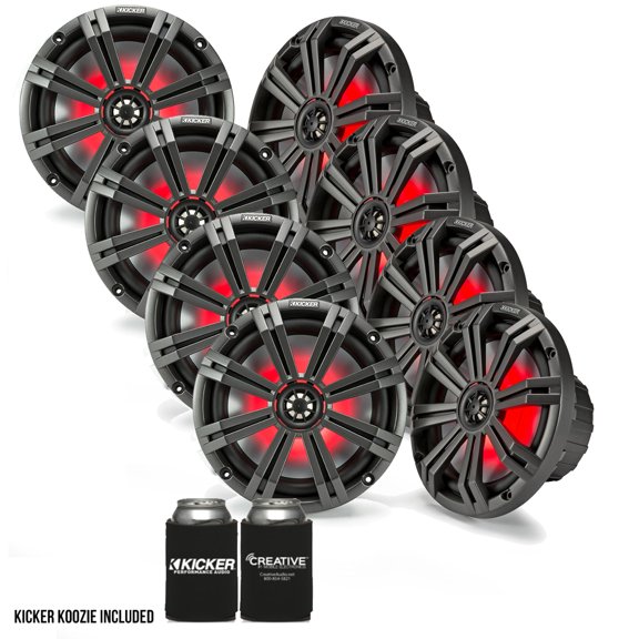 Kicker 8" Charcoal Marine LED Speakers - 4-Pairs of OEM replacement speakers