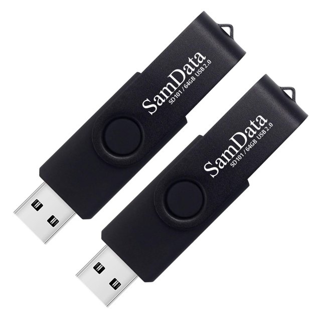 Unidades flash USB SamData de 64 GB x 2 con luz LED negra