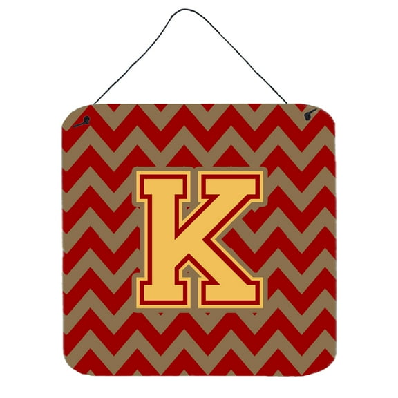 Letter K Chevron Garnet and Gold  Wall or Door Hanging Prints