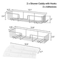 thumbnail image 4 of AmazerBath Adhesive Shower Caddy Basket Rack with Hooks, Shower Shelf Wall Mounted, No Drilling Shower Organizer for Bathroom, Rustproof Stainless Steel, 2 Pack, Silver, 4 of 8