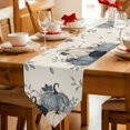 thumbnail image 2 of Navy Blue Pumpkin Fall Table Runner Linen Burlap Table Runner 70 Inches Long Rustic Autumn Harvest Thanksgiving Dresser Scarves for Kitchen Island Coffee Dining Room Party Holiday Decoration 13"x70", 2 of 8