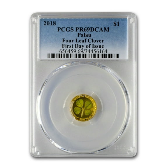 2018 Palau 1 gram Gold $1 Four-Leaf Clover PR-69 PCGS