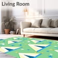 thumbnail image 2 of ODIKA 6'x9' Machine Washable Non-Slip Area Rug, Enchanted Camping Ground Design with Starry Night High Traffic Rug, Green, 683208, 2 of 7