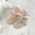 thumbnail image 4 of Fleece Baby Booties, Warm Cozy Baby Slippers, Stay On Sock Shoes, Easy to Put on, Unisex Baby Gifts, Soft Non-Slip Adjustable Newborn Boots for Boys and Girls Beige 0-6 Months, 4 of 4
