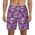 thumbnail image 2 of Picia cool Skull flower colorful pattern Mens Swim Trunks with Compression Liner Stretch Beach Shorts Quick Dry with Zipper Pockets No-Chafing Board Shorts-3X-Large, 2 of 9