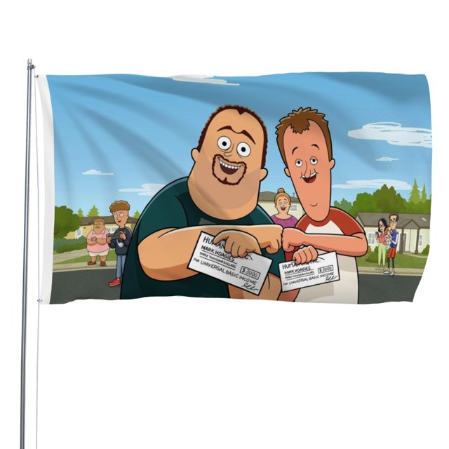 Universal Basic Guys Bandera impresa con temática, regalo perfecto para fanáticos, amigos y familiares, y adecuada para actividades al aire libre e interiores, decoraciones de fiesta. 120*180CM