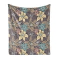 thumbnail image 1 of Flowers Soft Flannel Fleece Throw Blanket, Floral Theme Various Blossoms in Autumn Colors Vintage Style, Cozy Plush for Indoor and Outdoor Use, 50" x 60", Pale Teal Beige, by Ambesonne, 1 of 6
