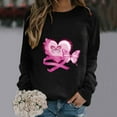 thumbnail image 2 of DeHolifer T-Shirts for Women Crewneck Long Sleeve Breast Cancer Print Fall Fashion Sweatshirt Pullover Tops Black M, 2 of 4