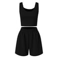thumbnail image 3 of Hauaitttt Two Piece Outfits Women Summer Shorts Sets 2 Piece Sleeveless Matching Crop Top and High Waisted Shorts for Women Lap for Women Cute Swimming Suits Cute Summer Clothes for Juniors Ladies, 3 of 6