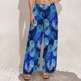thumbnail image 5 of Palazzo Pants for Women, Glowing Jellyfish Pattern Comfy Womens Wide Leg Baggy Pants, Casual Lounge Pants for Women Travel Vacation Outfits, 5 of 5