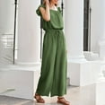 thumbnail image 5 of Ltctricy Jumpsuits for Women Square Neck Drawstring Ruffle Cap Sleeve Rompers Wide Leg Overalls with Pockets, 5 of 6