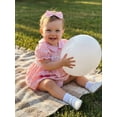 thumbnail image 6 of BemeyourBBs Newborn Baby Girl Little Sister Dress Outfit Summer Clothes Plaid Bow Embroidered Short Sleeve Doll Collar Romper Dress and Headband 2 Piece Set, 6 of 9