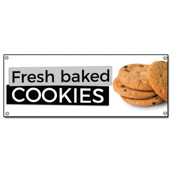 Fresh Baked Cookies | 48" X 120" Banner | Concession Stand Food Truck Single Sided With Grommets | Made in The USA