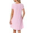 thumbnail image 3 of INSPIRE CHIC Women's Sleepwear Spring Summer Short Sleeves Lounge Nightgown with Pockets XS Pink, 3 of 6