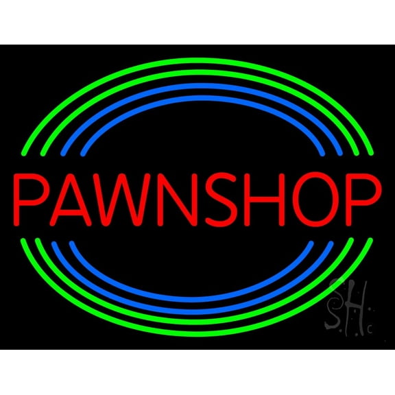 Red Pawn Shop LED Neon Sign 15 x 19 - inches, Black Square Cut Acrylic Backing, with Dimmer - Bright and Premium built indoor LED Neon Sign for Pawn store interior decor, and stroefront.