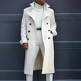 thumbnail image 2 of Manxivoo Mens Trench Coat Fashion Woolen Coat Autumn British Woolen Double Breasted Extended Coat Trench Coat Men White M, 2 of 5