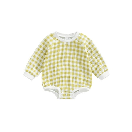 

Bagilaanoe Newborn Baby Girl Boy Rompers Tops Plaid Print Long Sleeve Bodysuit 6M 12M 18M 24M Infant One Piece Jumpsuit