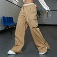 thumbnail image 6 of WTXUE Cargo Pants For Women High Waisted, Scrub Pants 2024 Cargo Pants Woman Relaxed Fit Waisted Zipper Slim Drawstring Waist Pockets, Slacks Pantalones De Mujer, 3-Khaki, 6 of 9