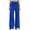 Blue, variant on Womens Dual Front Patch Pocket Cargo Wide Leg Sweatpants Elastic Drawstring Waist Side Cargo Flap Pockets Soft Heather Knit Loose Straight Solid Color Casual Athletic Lounge Trousers
