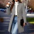 thumbnail image 4 of Wutalume Women's Fashion Long-Line Slim-Fit Coat Solid-Colour Long-Sleeved Outerwear, Elegant Wool Blend, Perfect for Fall and Winter, Office and Casual Occasions,Gray M, 4 of 7