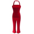 thumbnail image 3 of Women Sexy 2 Piece Shorts Sets Outfits Backless Crop Tops Bodycon Flared Pants Outfits Clubwear Romper Insulated Bib Overalls for Women Lawyer Suits for Women Formal Jumpsuits for Women Elegant Casual, 3 of 7
