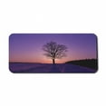 thumbnail image 1 of Nature Computer Mouse Pad, Oak Tree at Sunset Frozen Wintertime Snowy Field Evergreen Forest Evening Scenery, Rectangle Non-Slip Rubber Mousepad X-Large, 35" x 15", Purple Peach, by Ambesonne, 1 of 2