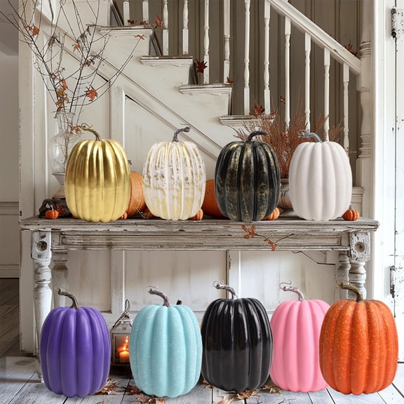 8.7 Inch Large Pumpkins for Decorating - Big Foam Decorative Pumpkin for Fall Decoration, Paintable Artificial Pumpkins Perfect for Halloween Thanksgiving Decor