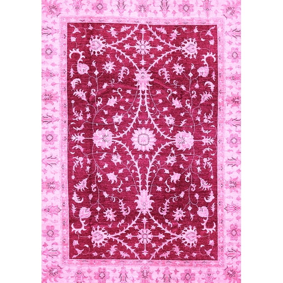 Ahgly Company Indoor Rectangle Abstract Pink Modern Area Rugs, 6' x 9'