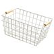 thumbnail image 5 of Cesta de alambre para almacenamiento con asa de madera, ideal como regalo de inauguración de la casa, decoración rústica para picnic. Blanco S, 5 of 9