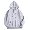 thumbnail image 4 of Women's Hoodies Lightweight Long Sleeve Sweatshirt with Pocket Jacket Cotton Winter Fleece Pullover Oversized Hooded Sweatshirt Girl's Holiday Festival Athletic Wear #16 Gray S, 4 of 5